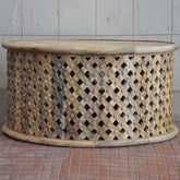Bristol Carved Round Coffee Table Natural 80cm